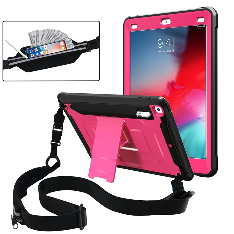 Чехол с держателем для карандашей Ruged для apple ipad 9,7, для планшета, для детей, для друзей, противоударный защитный чехол с подставкой, наплечный ремень, для улицы, для автомобиля