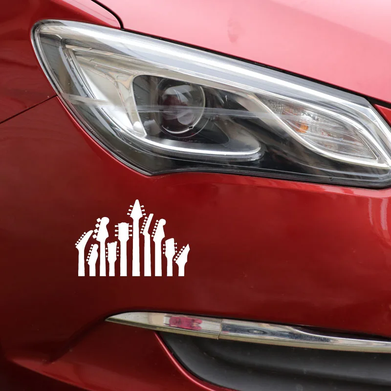YJZT 14.1CM*9.4CM Music Instrument Guitar Rock Vinly Black/Silver Car Sticker C22-0576 | Автомобили и мотоциклы