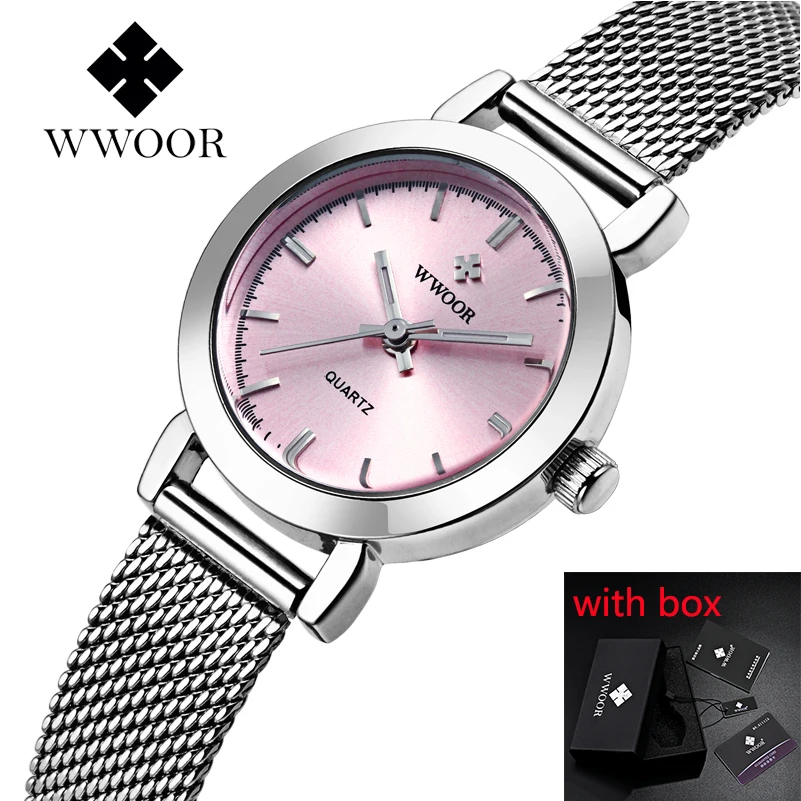 

WWOOR Luxury Top Brand Women Watch Ladies Dress Quartz Wrist Watches Stainless Steel Mesh Band Casual Rose Gold Bracelet Gift #a