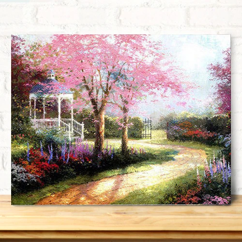MaHuaf-X118 розовый дерево дорога 40x50 cm картины по номерам на холсте каркасе дешевые