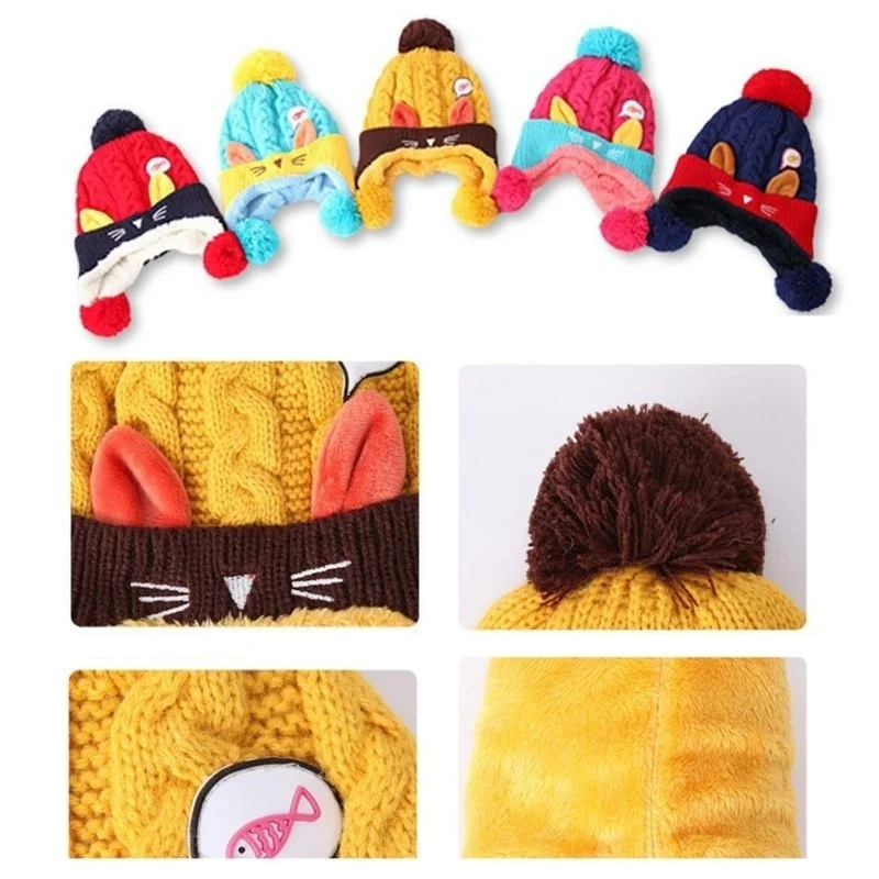 

1 Pcs Children Kids Knitting Cap Hat Keep Warm Elasticity Cute Comfortable For Winter BM88