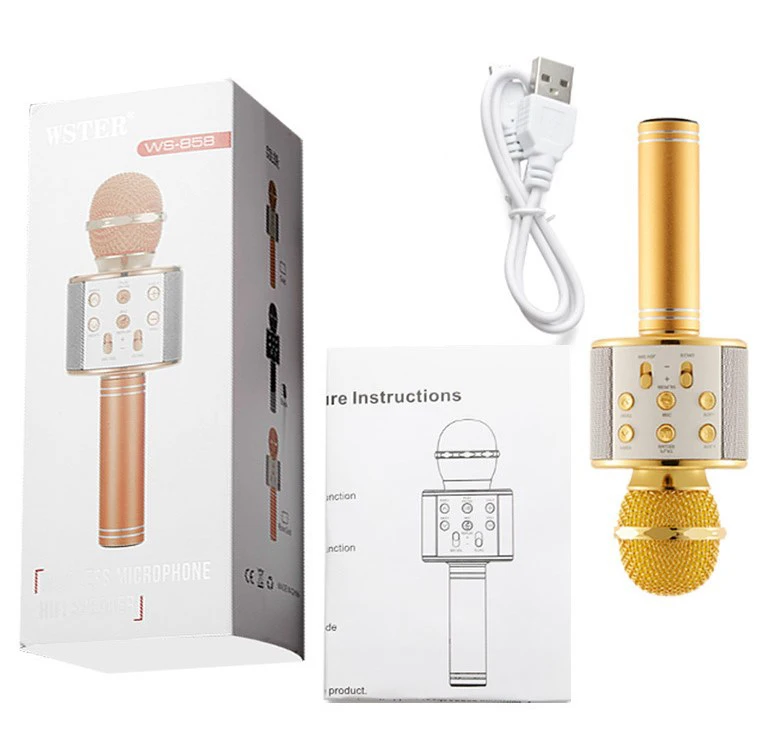 Bluetooth беспроводной микрофон WS-858 портативное караоке Mic USB КТВ плеер Bluetooth динамик Запись музыки микрофоны WS858