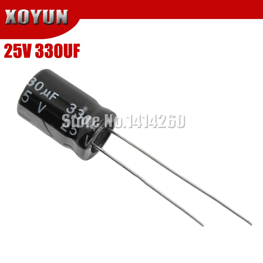 50 шт./лот высококачественный электролитический конденсатор 25V330UF 8х12 мм 330 мкФ 25В