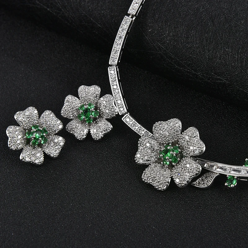 Изысканный свадебный набор украшений в форме цветка bijoux mariage с большим цирконием