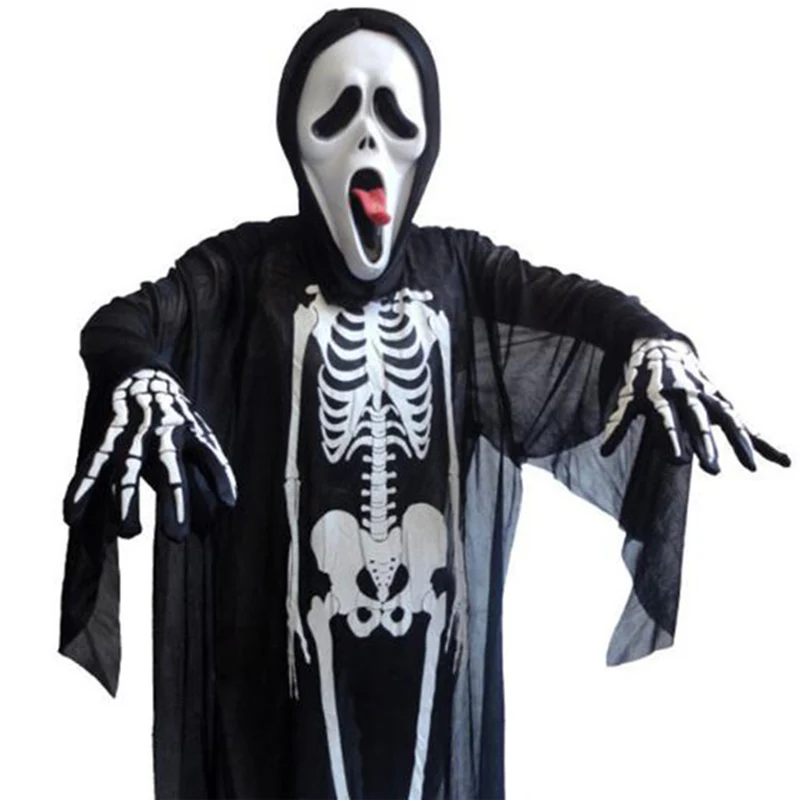 Хэллоуин череп маска дьявола костюм Скелет Призрак одежда классические костюмы