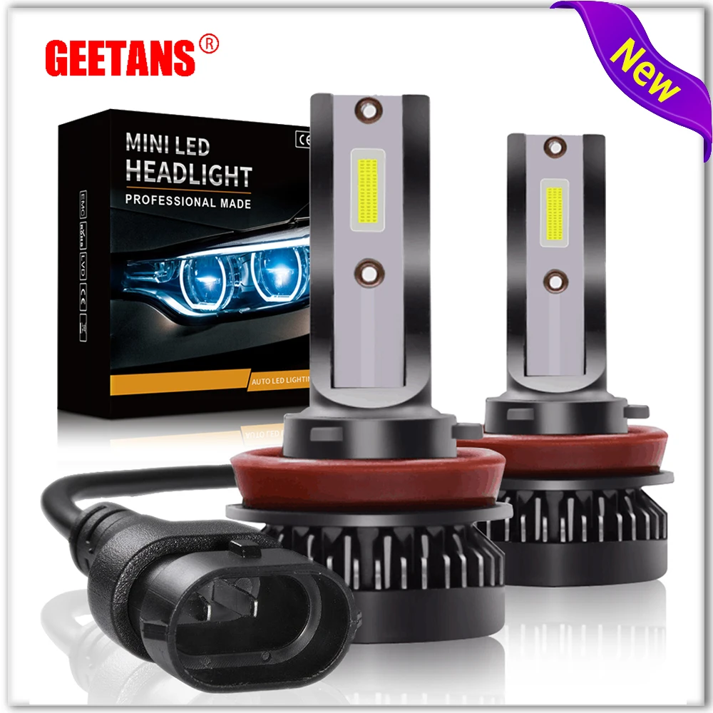 Светодиодный противотуманный светильник GEETANS H7 H1 9005 9006 H11 2 шт. ультракомпактный