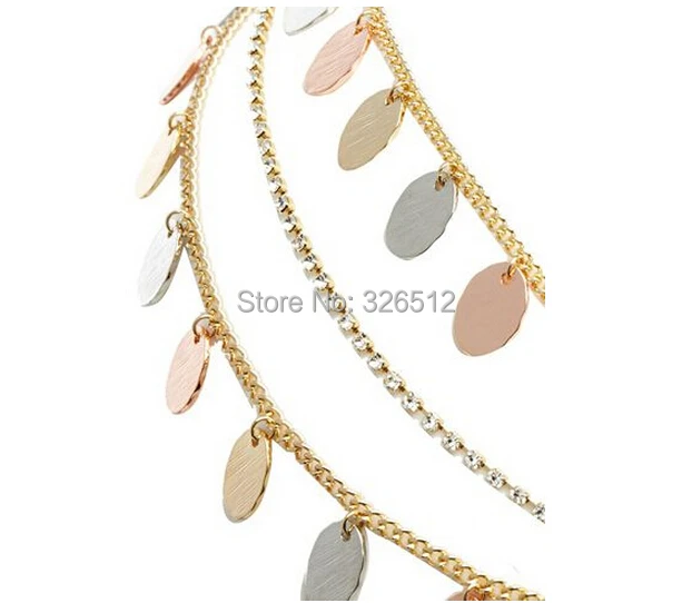 Europea стиль мульти-нить цепочки круглый блестки кисточки hairband горный хрусталь лоб