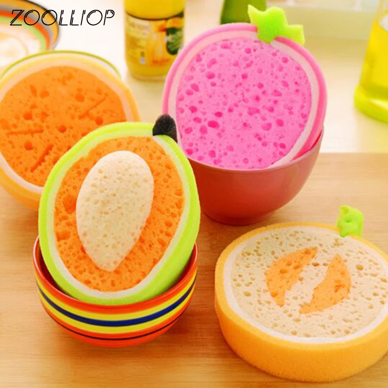 

Kitchen Tool Dish Washing Cleaning Creative Fruit Baby Shower Soft Bathing Sponge Kids Children's Cartoon Bath Towel Brushes