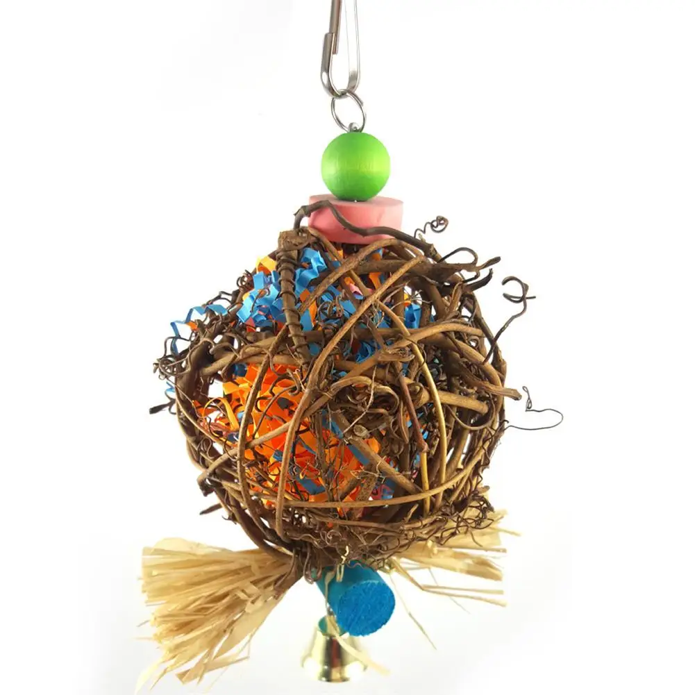 

Bird Parrot Swing Toys Hanging Chewing Rattan Toys For Conures Parrots Parakeets Cockatiels Macaws Finches Bird Cage Accessories