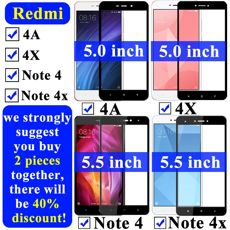 Защитное стекло для Xiaomi Redmi 4x Ksiomi 4a закаленное защитное экрана Note 4 защитная