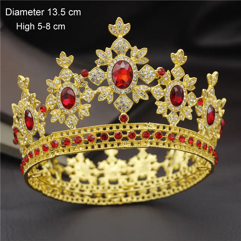 Gold Red Модные Королевский queen свадебная тиара коронки для принцессы диадема невесты корона Пром Украшения для волос Свадебные украшения для волос - Окраска металла: Gold Red