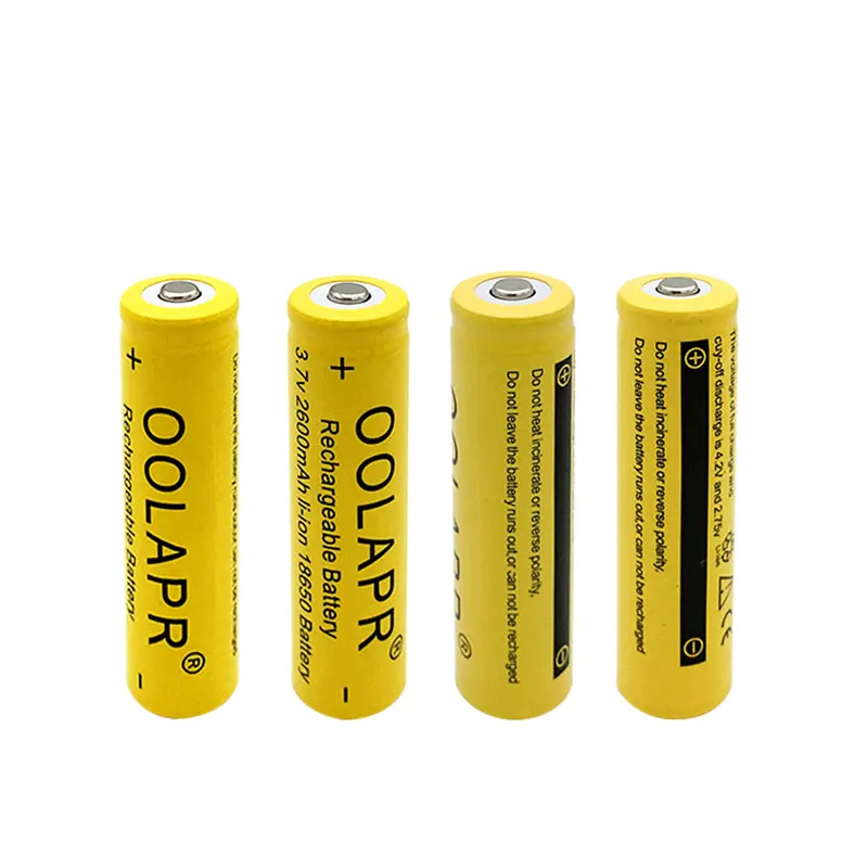 OOLAPR 2X 18650 аккумуляторная батарея 2600mah 3 7 V литий-ионная Бесплатная доставка-желтый