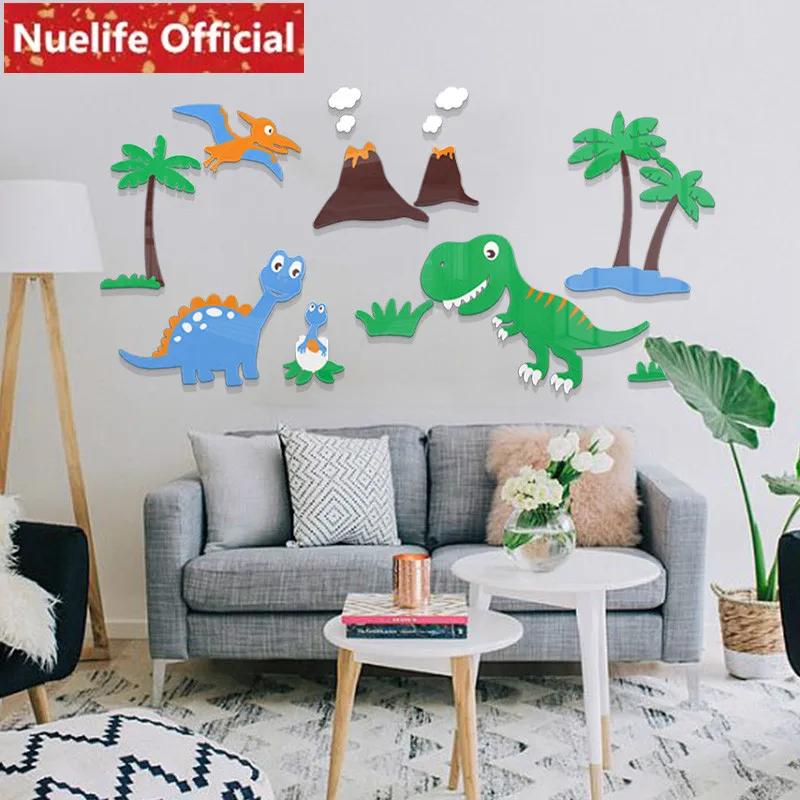 Colorful dinosaur park design acrylic stickers living room bedroom kids baby kindergarten background wall N4 | Дом и сад