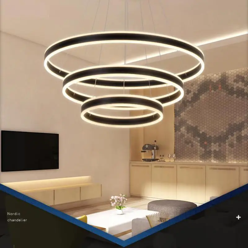 Современный 1 3 шт led кольцо подвесные светильники для кабинета чтения света