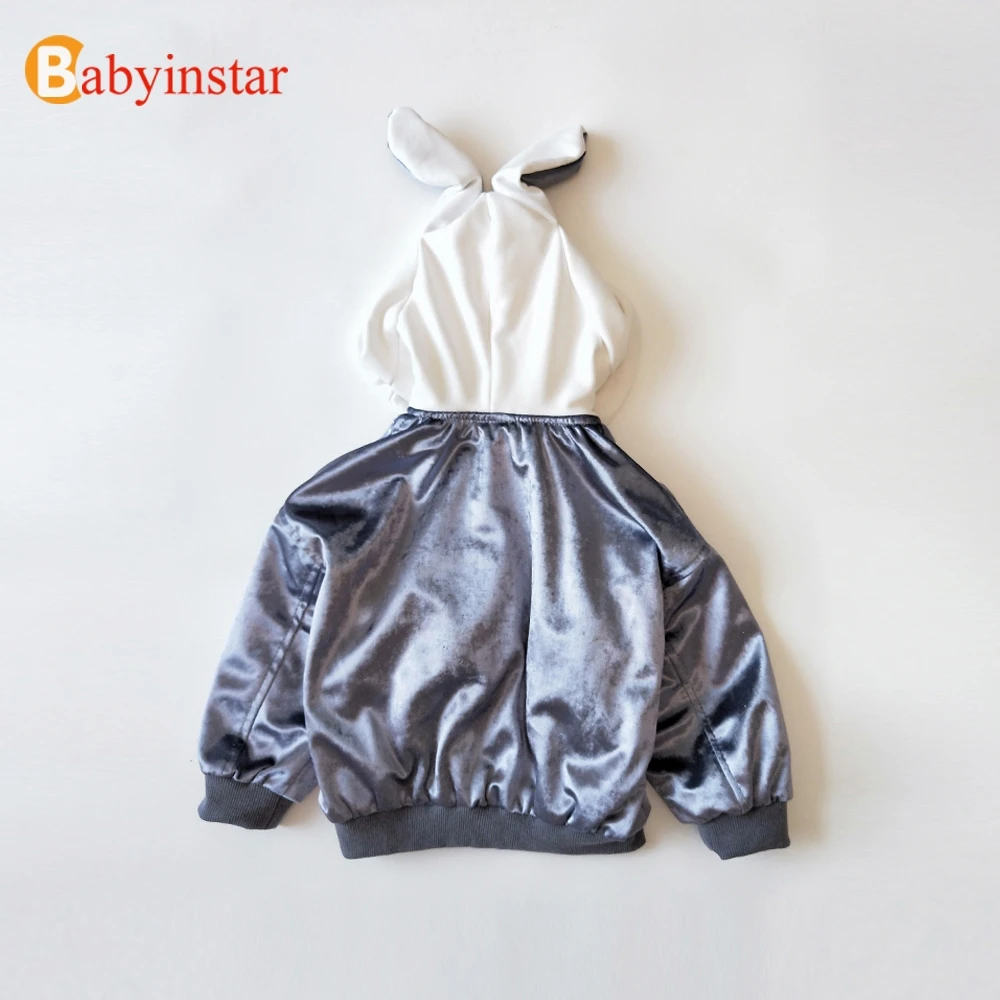 Babyinstar/милый зайчик пожать уху толстовки куртка для девочек осень теплая верхняя