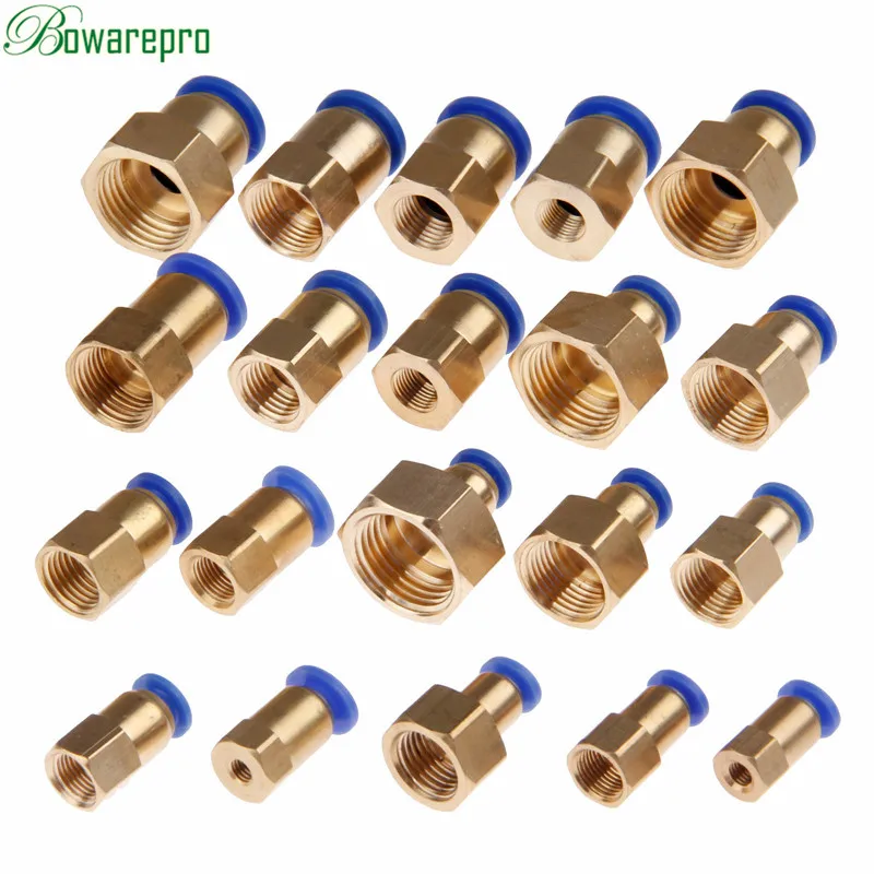 Bowarepro пневматические Женские Прямые соединители 1/8 ''1/4'' 3/8 ''1/2'' внутренняя резьба прямой втулка для соединения воздушной трубы