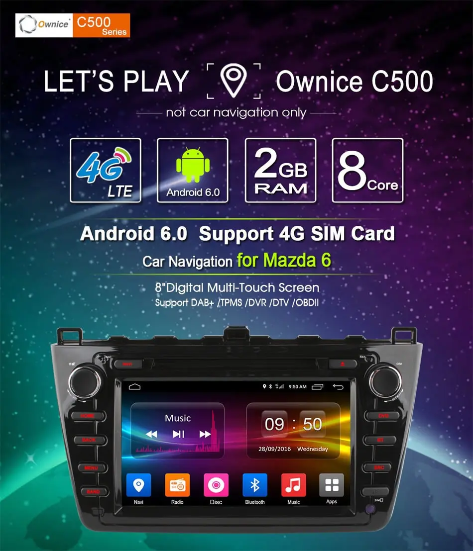 Восьмиядерный 2 Гб ОЗУ автомобильный dvd-плеер Android 6,0 для Mazda 6 Ruiyi Ultra 2008 2009 2010 2011 2012 4G Wifi Радио Стерео gps