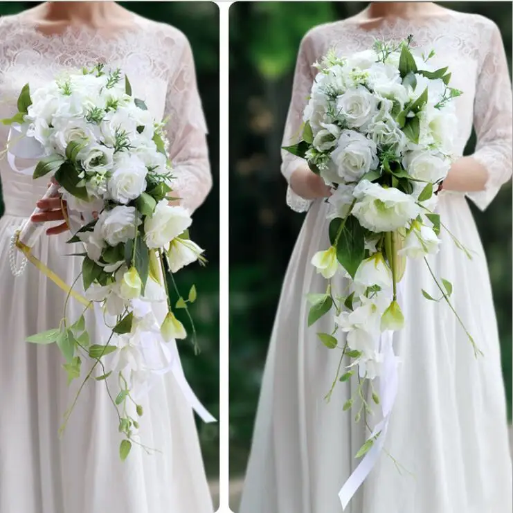 Bridal Bouquet Bride'S Wedding Water Drop Waterfall Elegant Artificial Carla Lily Bride PH36 | Свадьбы и торжества