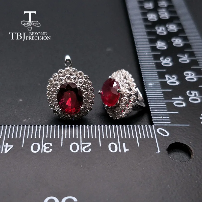 TBJ,925 sterling silver natural good color ruby classic clasp earrings anniversary best gift for mother or wife fine jewelry