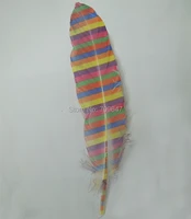 50pcslot13 20cm rainbow printed goose satinettes feathers perfect for earrings bridal table decor millinery