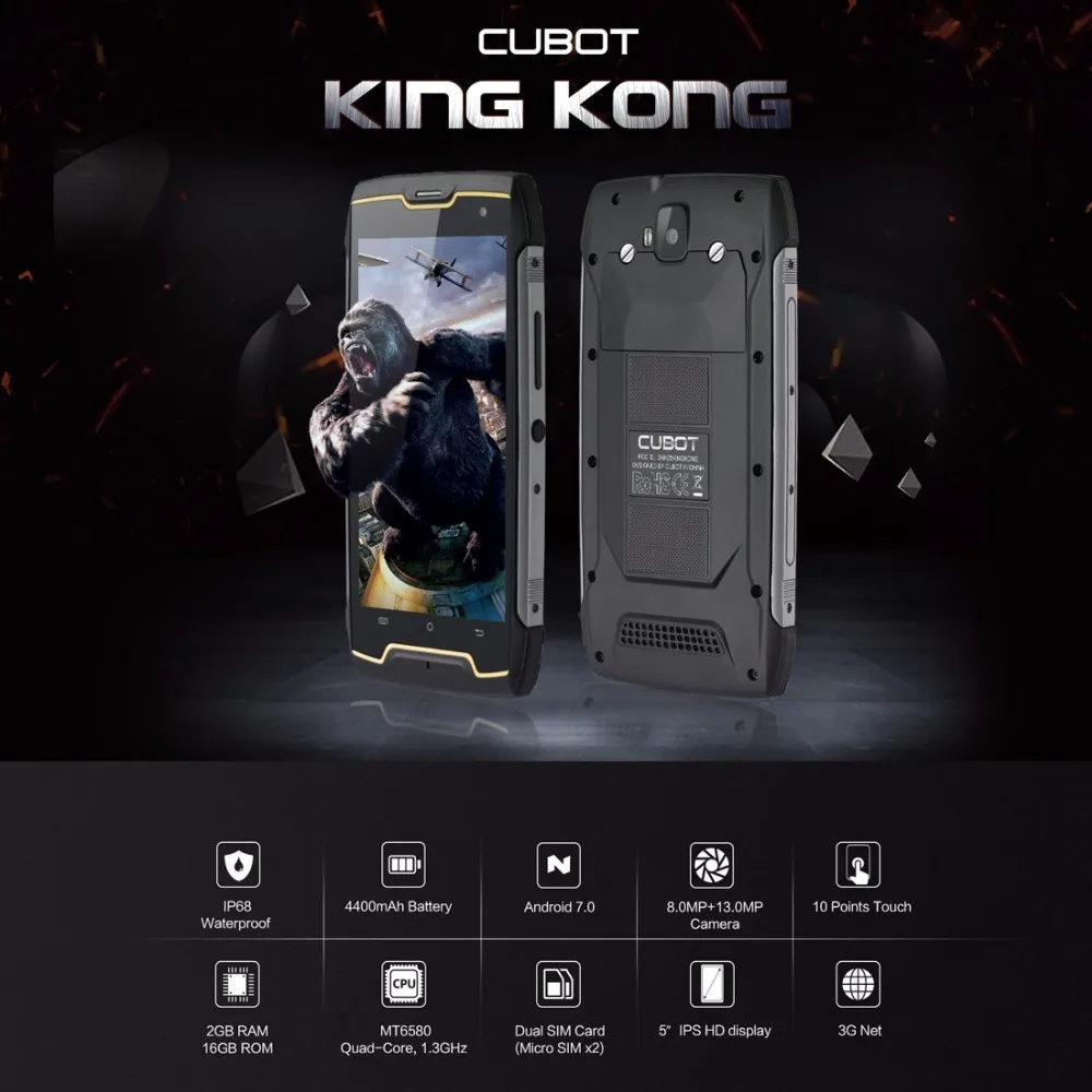 Оригинал Cubot Kingkong mt6580 четыре ядра сотовый телефон Android 7 0 смартфон 2 ГБ Оперативная