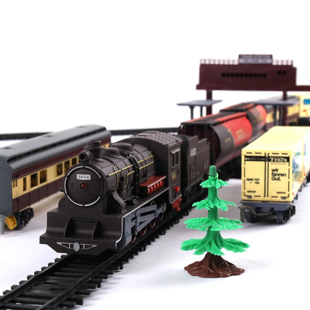 Набор игрушечной электрической железной дороги Super Long Track Set с звуком и светом, классическим/современным локомотивом для детей мальчиков в подарок.