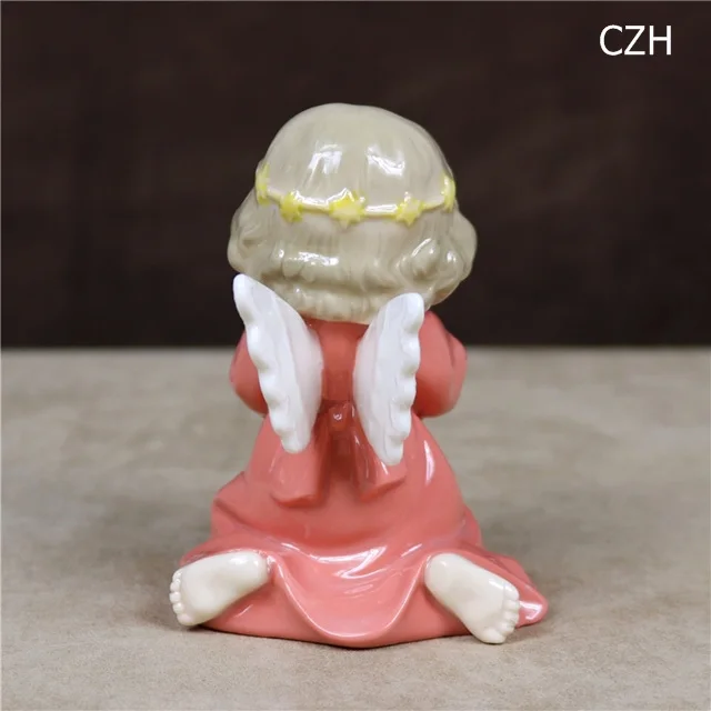 Прекрасная фарфоровая статуэтка ангела, керамическая статуэтка ангела, миниатюрное украшение для ребенка, подарок на день рождения, ремесло, настольные украшения, аксессуары