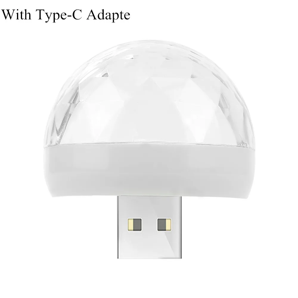 withType-C Adapte Горячий мини USB сценический светильник светодиодный диско-светильник вечерние светильник s Портативный хрустальный магический шар красочный эффект сценический светильник dj светильник - Цвет: withType-C Adapte