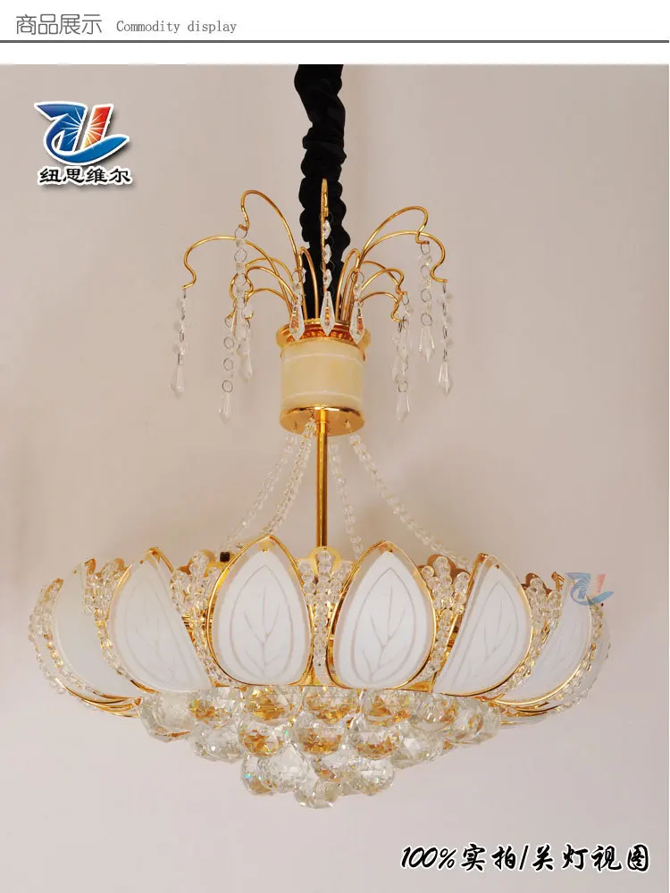 

Crystal pendant light golden luxury lamp modern brief lighting