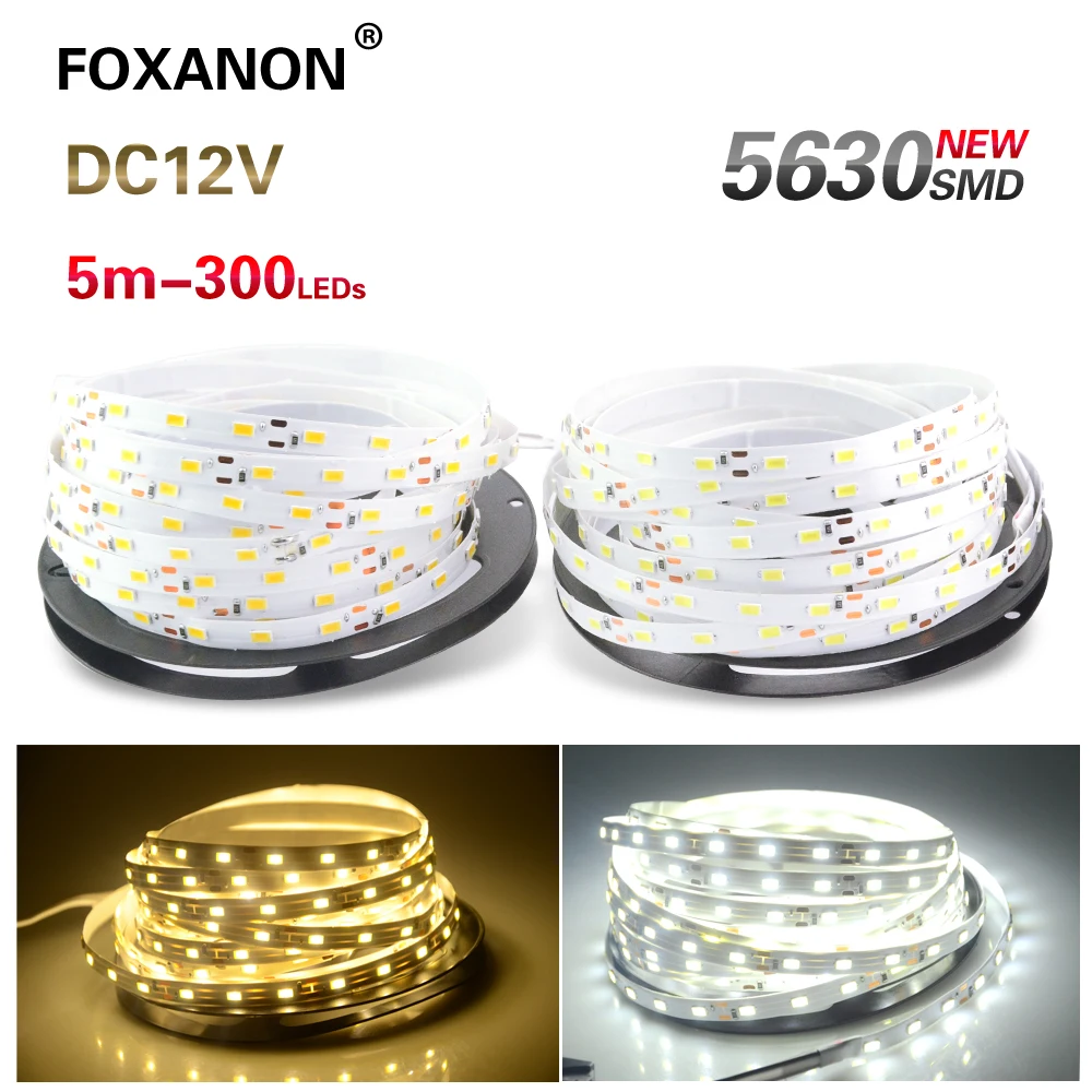 Светодиодная лента Foxanon 5630 светодиодов 12 в пост. Тока 5 м 300 гибкая 5730 бар супер
