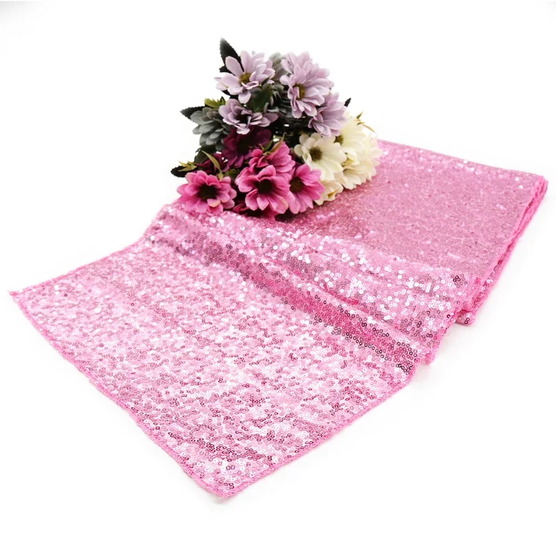 pink 30*275 см Высококачественная скатерти с пайетками бегун Свадебная блестящая подвеска Свадебная вечеринка Рождественское украшение Золотое и Серебряное шампанское Тиффани - Цвет: pink