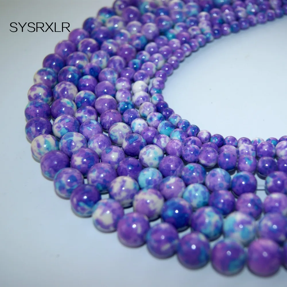 Оптовая продажа фиолетовые натуральные камни искусственный браслет 4 / 6 8 10 12 мм 15