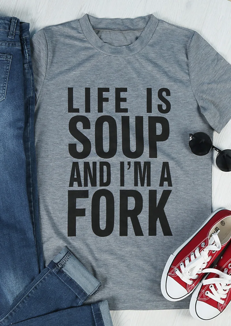 Женские модные летние топы в уличном стиле Tumblr Готическая рубашка Life Is Soup and I'm A