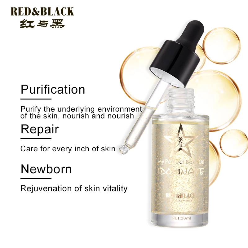 

Red&Black Professional 24k Rose Gold Elixir Makeup Primer Anti-Aging Moisturizer Face Care Essential Oil Makeup Base Liquid