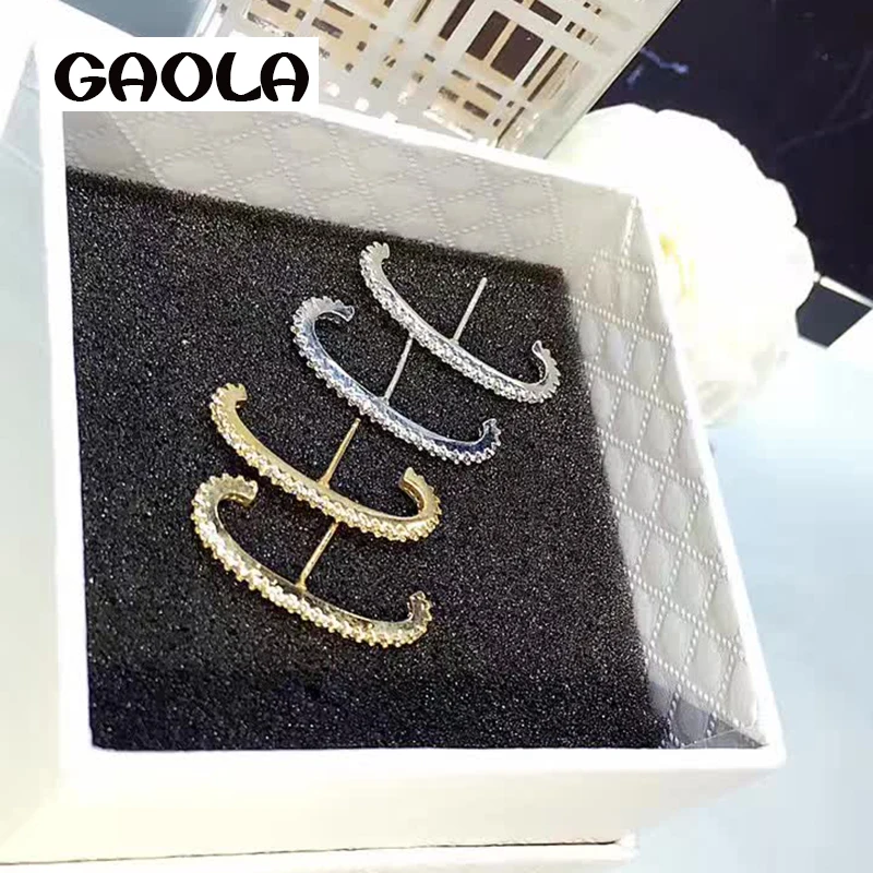 GAOLA высокое качество круглые серьги серебряный цвет кубический циркон серьги гвоздики свадебный подарок GLE6631Y