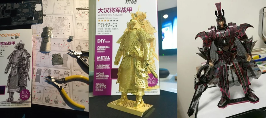 Piececool 3D металлическая игрушка-головоломка DIY черный рыцарь общий солдат Обезьяна Король Пекинская опера фигурка модель для взрослых мальчиков игрушка подарок золото