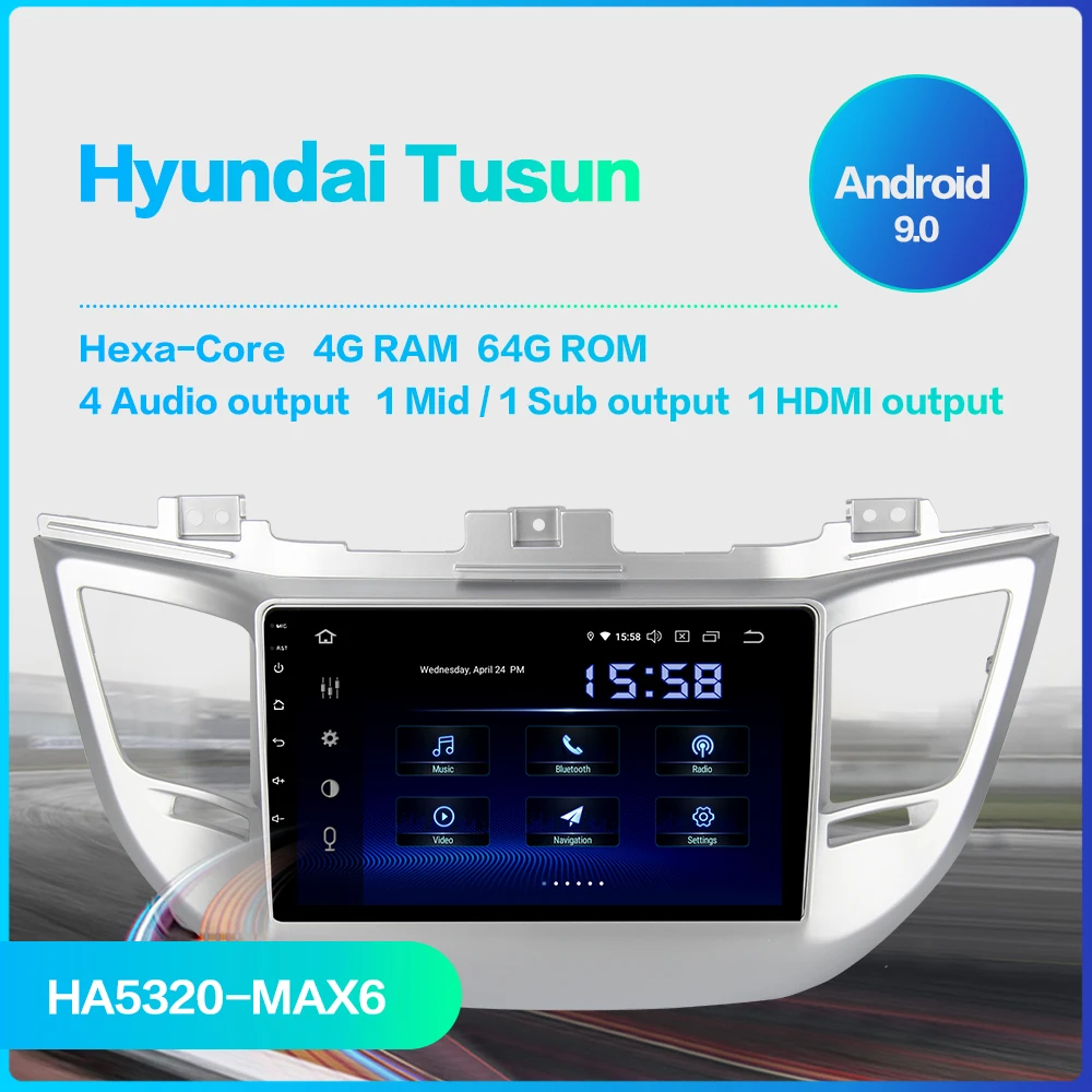 Dasaita 10 2 &quotдисплей автомобиля 1 Din радио Android 9 0 для hyundai Tusun 2016 2017 USB 16G Ram 1080P