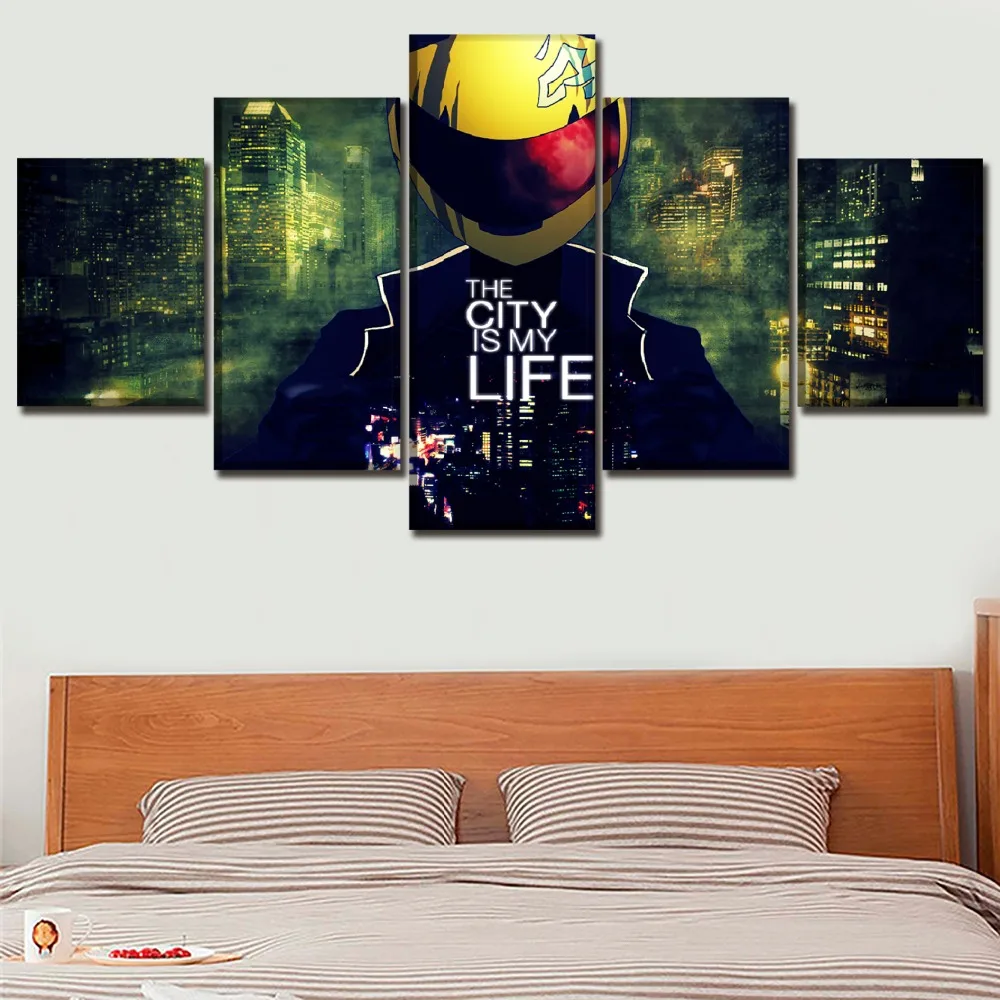 Картина на холсте настенный плакат 5 панелей аниме Durarara Celty Sturluson Модульная