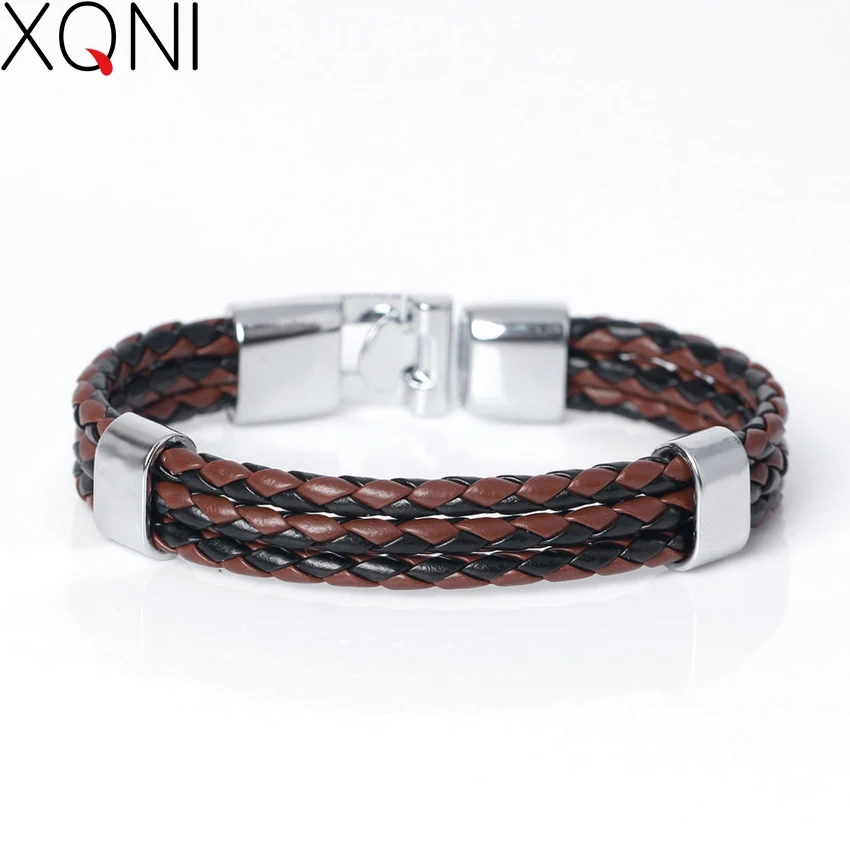 Новый модный многослойный Мужской Бандаж модные кожаные браслеты лаконичный