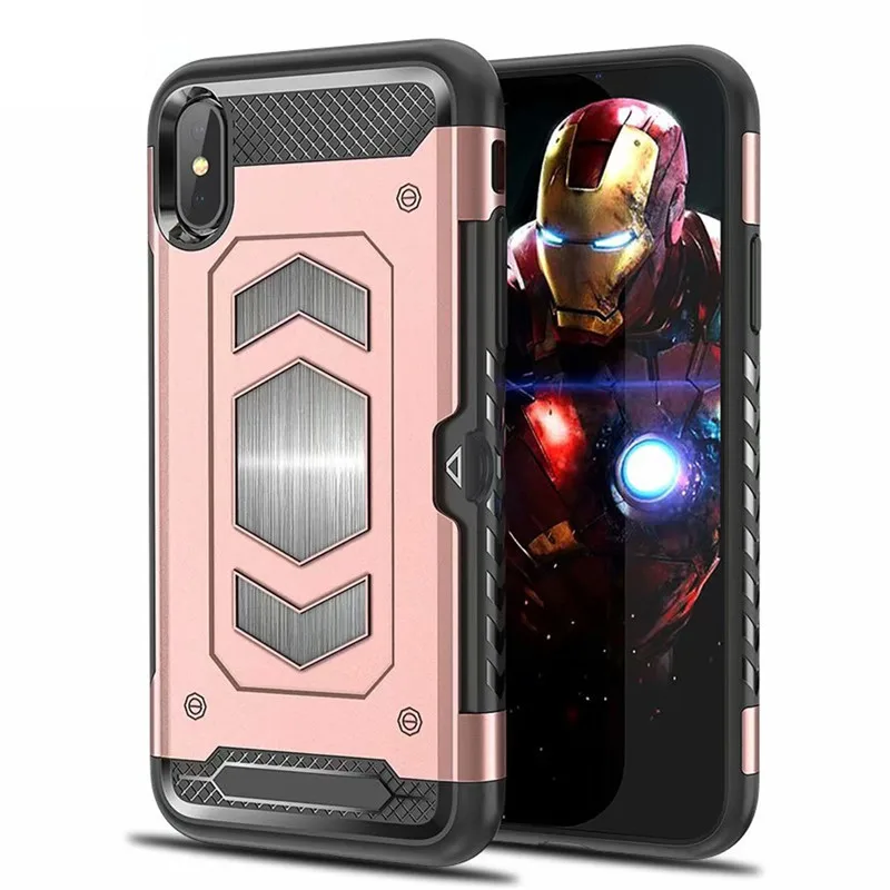 Для Iphone 11 Pro MAX XS XR чехол противоударный Гибридный PC Автомобильный Магнитный чехол с присоской для Iphone X 6 6S 7 8 Plus чехол со слотом для карт