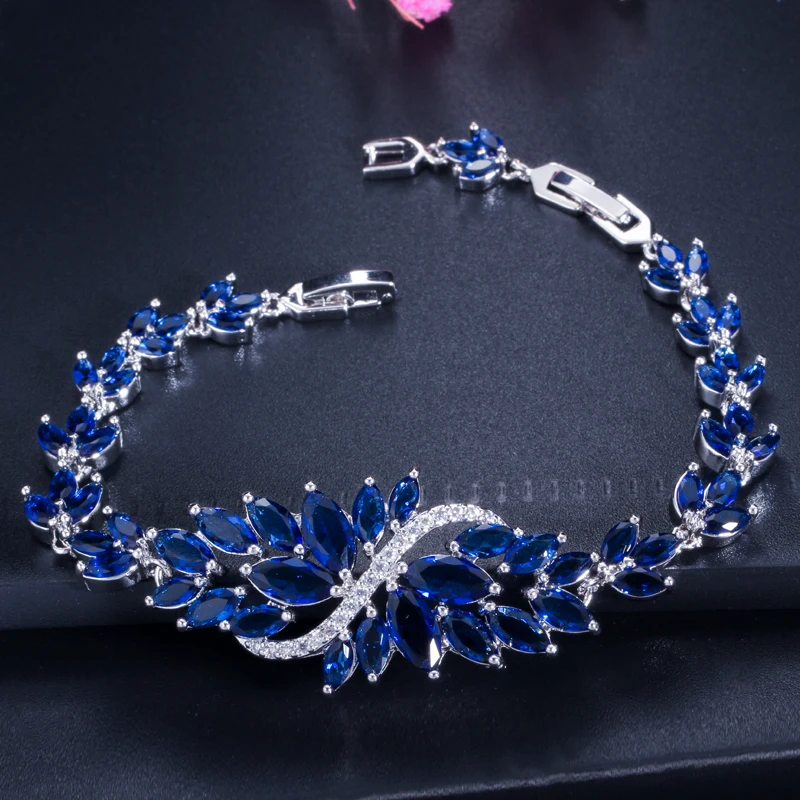 Женский браслет с кубическим цирконием ThreeGraces роскошный зеленый большой