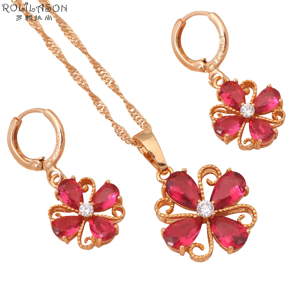 Glitering подарок партии товаров золотой тон rose Циркон Ювелирные комплекты с