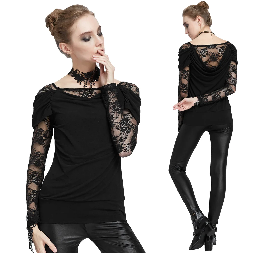 Алые темные дамы кружева с длинными рукавами Готический топы костюм косплей