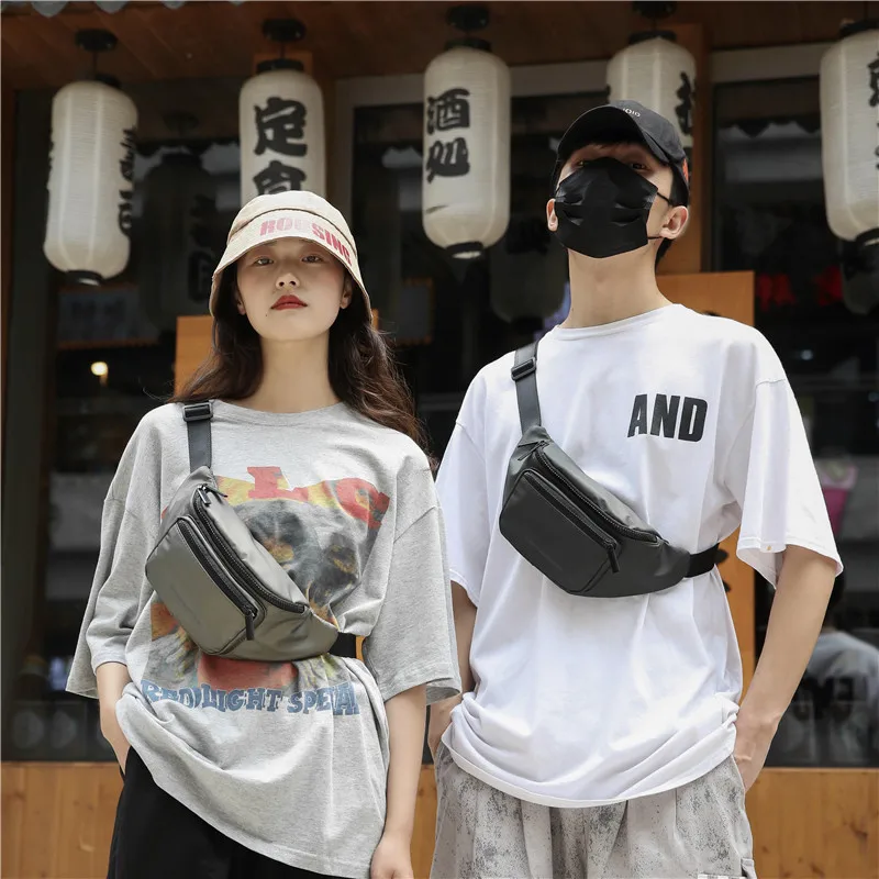 Fashion Fanny Pack Black Waterproof Money Belt Bag Men Purse Teenager's Travel Wallet Belt Male Waist Bags Crossbody Chest Bag