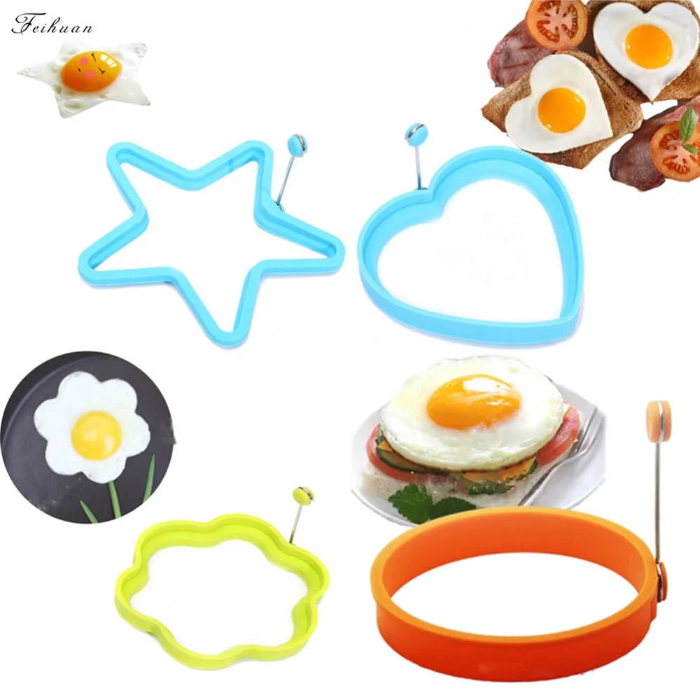 4 шт./компл. силиконовые формы Fried Egg Блин кольцо омлет круглый в форме сердца яйца