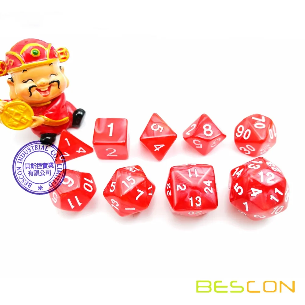 BESCON Упаковка из 9 шт. многогранных костей (9 Die in Set)-игральные кости для ролевых игр