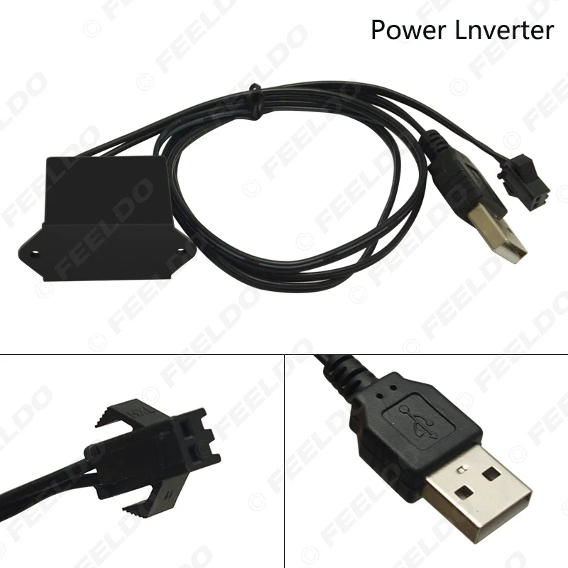 FEELDO 9-color 12V USB Power Inverter 5M Car Flexible Moulding EL Neon Glow Lighting Rope Strip With Fin #CA5771 | Автомобили и