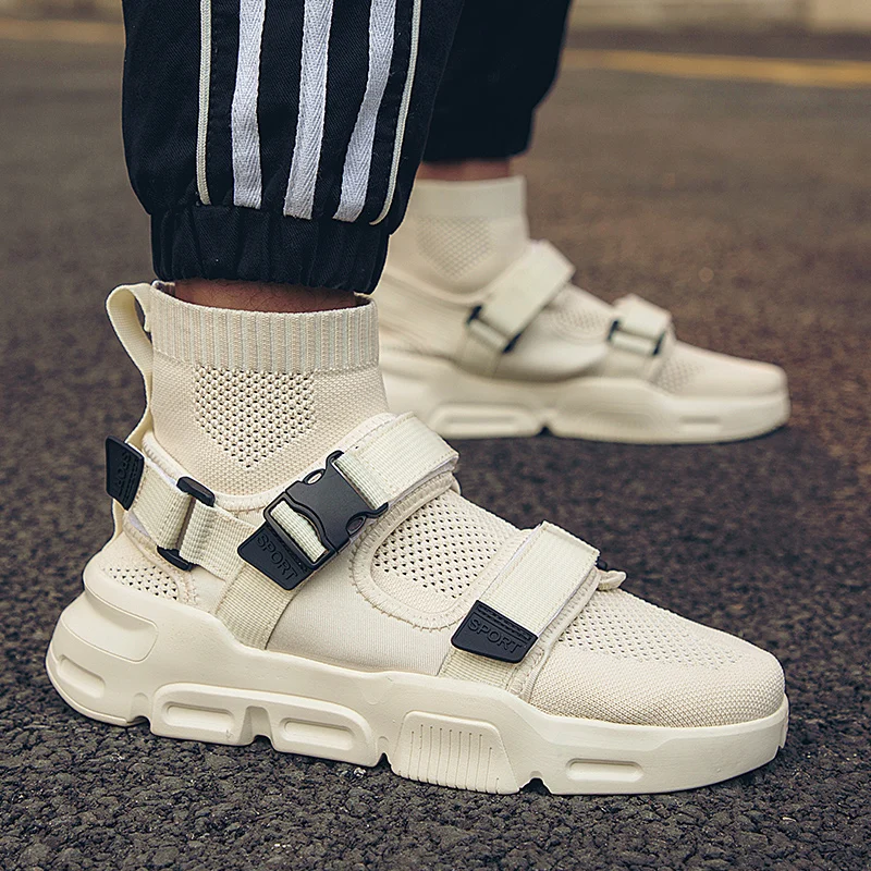 Спортивная обувь для бега мужской брендовый Носок кроссовки на шнуровке Дышащие