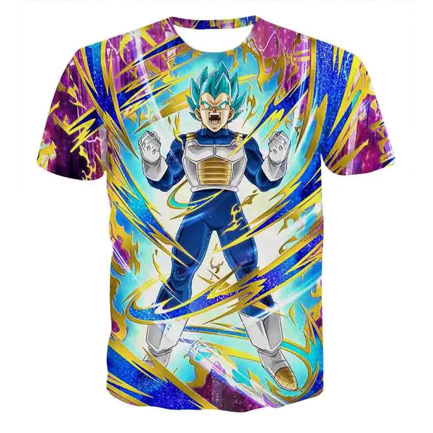 Dragon Ball Z Футболки мужские летние 3D печать Супер Saiyan Сон Гоку черный zamasu Вегета