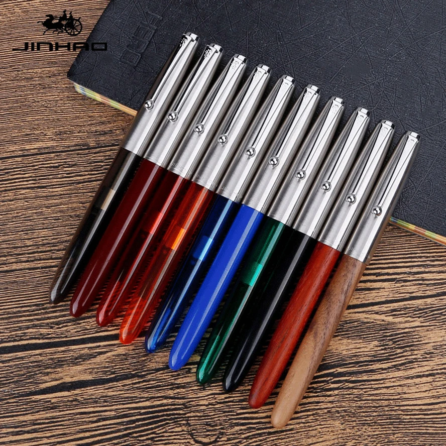 Jinhao 51A прозрачная деревянная перьевая ручка класса люкс 0,38 мм тонкие перьевые ручки для письма канцелярские принадлежности Школьные офисные принадлежности Caneta